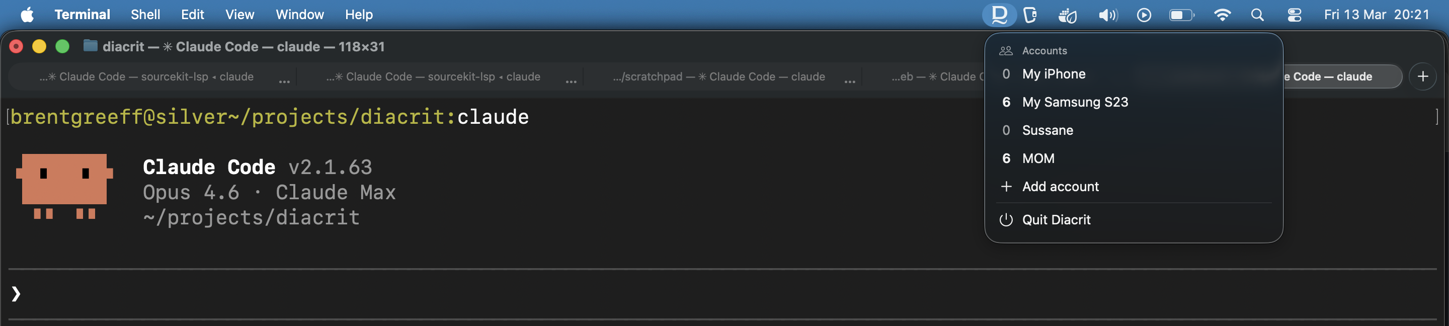 Claude Code with Diacrit menu bar app